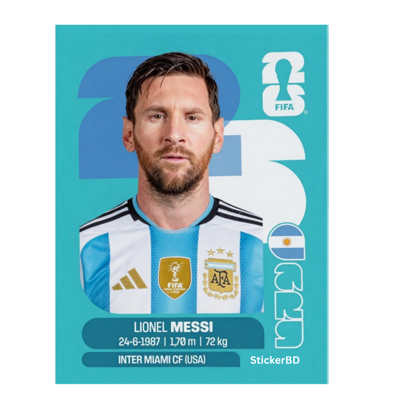 Lionel Messi | Argentina Player Card Sticker | StickerBD