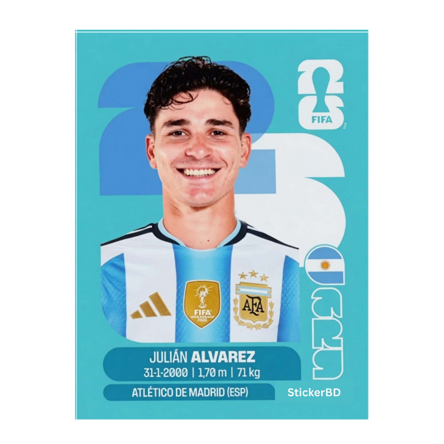 Julián Álvarez | Argentina Player Card Sticker | StickerBD