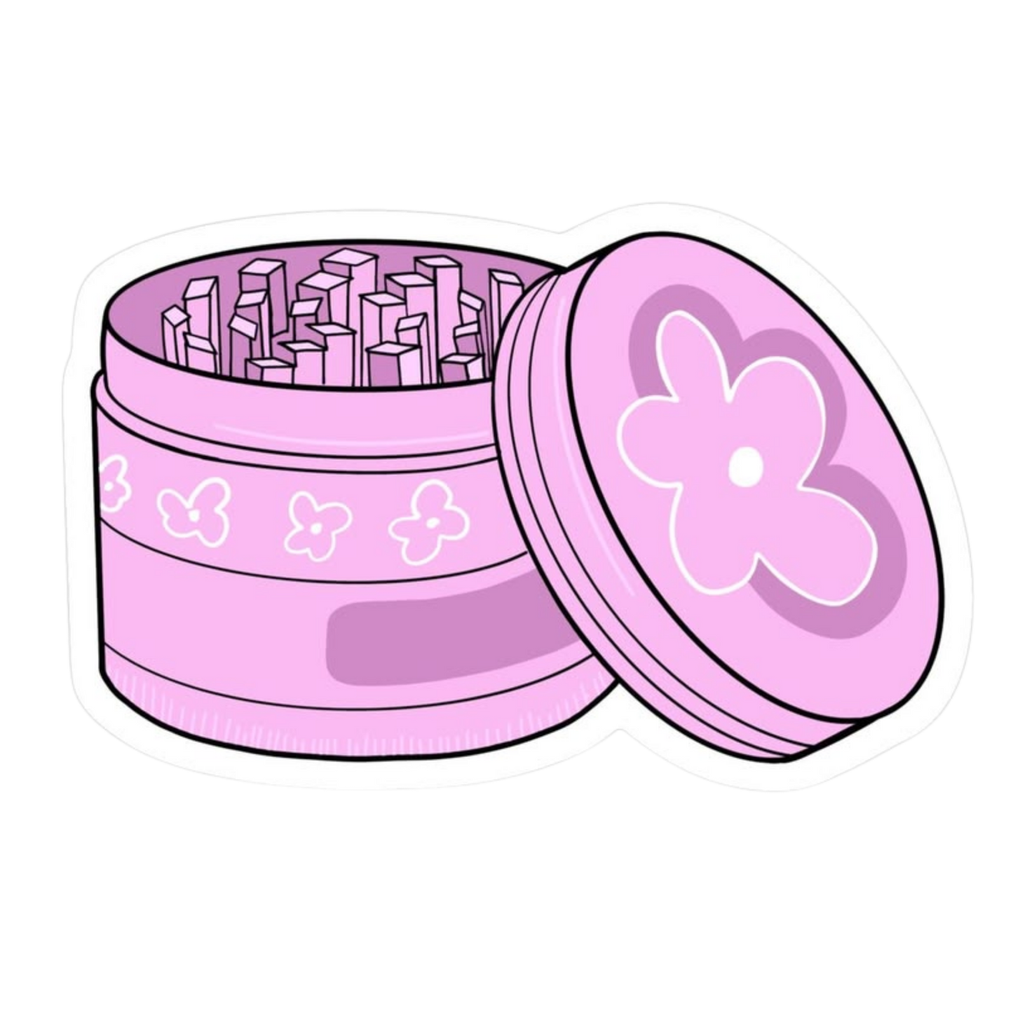 Pink Grinder Hemp Sticker | StickerBD