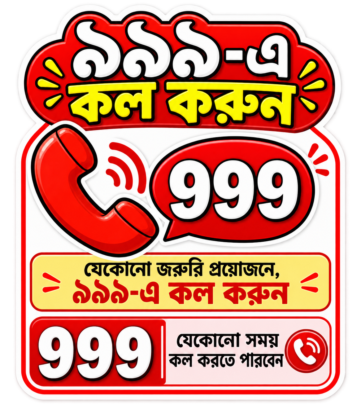 999 Police Hotline Sticker