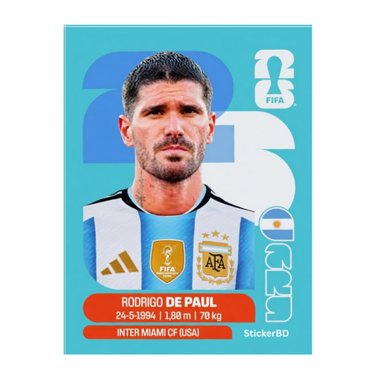 Rodrigo De Paul | Argentina Player Card Sticker | StickerBD