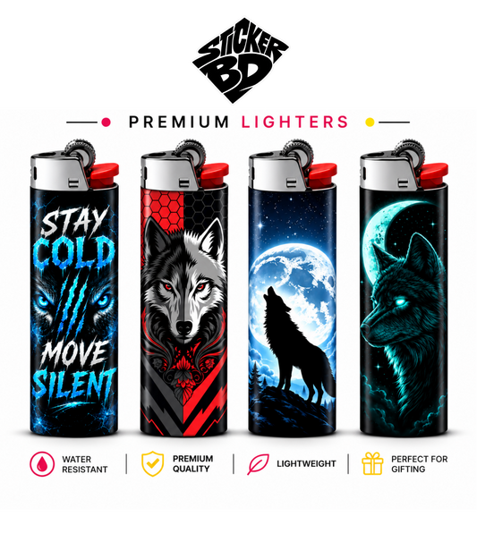 Wolf Lighter Pack – Bold Aesthetic Pocket Lighter | StickerBD
