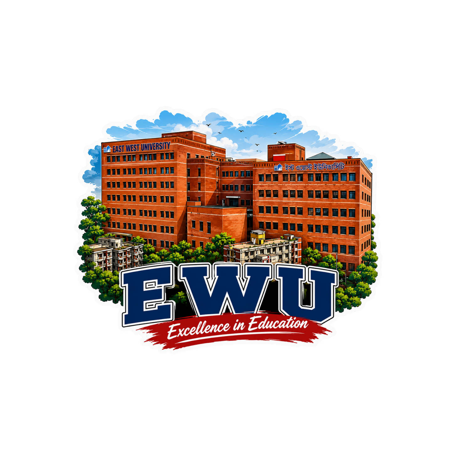 EWU Building | East West University Stickers | Sticker BD