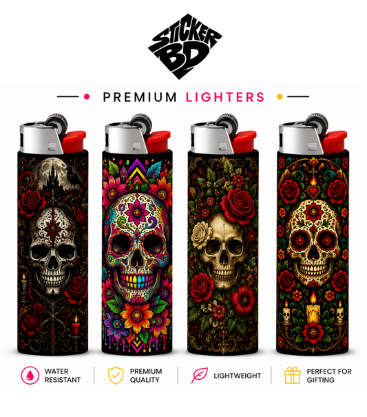 Mexican Skull Lighter Pack – Bold Aesthetic Pocket Lighter | StickerBD