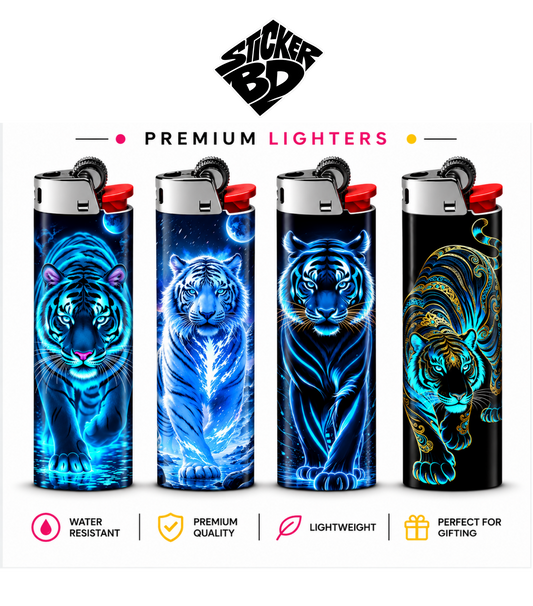 Tiger Lighter Pack – Bold Aesthetic Pocket Lighter | StickerBD