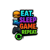 Eat Sleep Game Repeat Gamer Sticker
