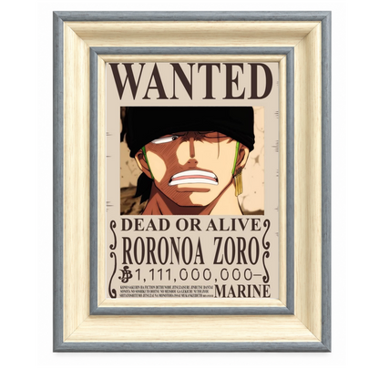One Piece Wanted Posters 4-Frame Bundle | Luffy, Zoro, Sanji & Boa Hancock | StickerBD