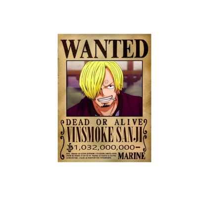 One Piece Wanted Posters 4-Frame Bundle | Luffy, Zoro, Sanji & Boa Hancock | StickerBD