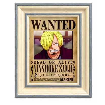 One Piece Wanted Posters 4-Frame Bundle | Luffy, Zoro, Sanji & Boa Hancock | StickerBD