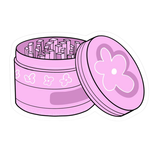 Pink Grinder Hemp Sticker | StickerBD
