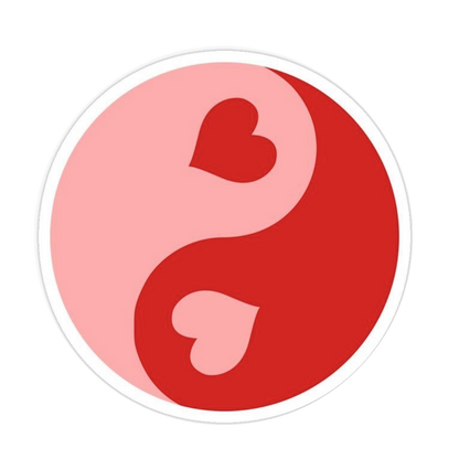 Yin and Yang Heart Tinplate Badge
