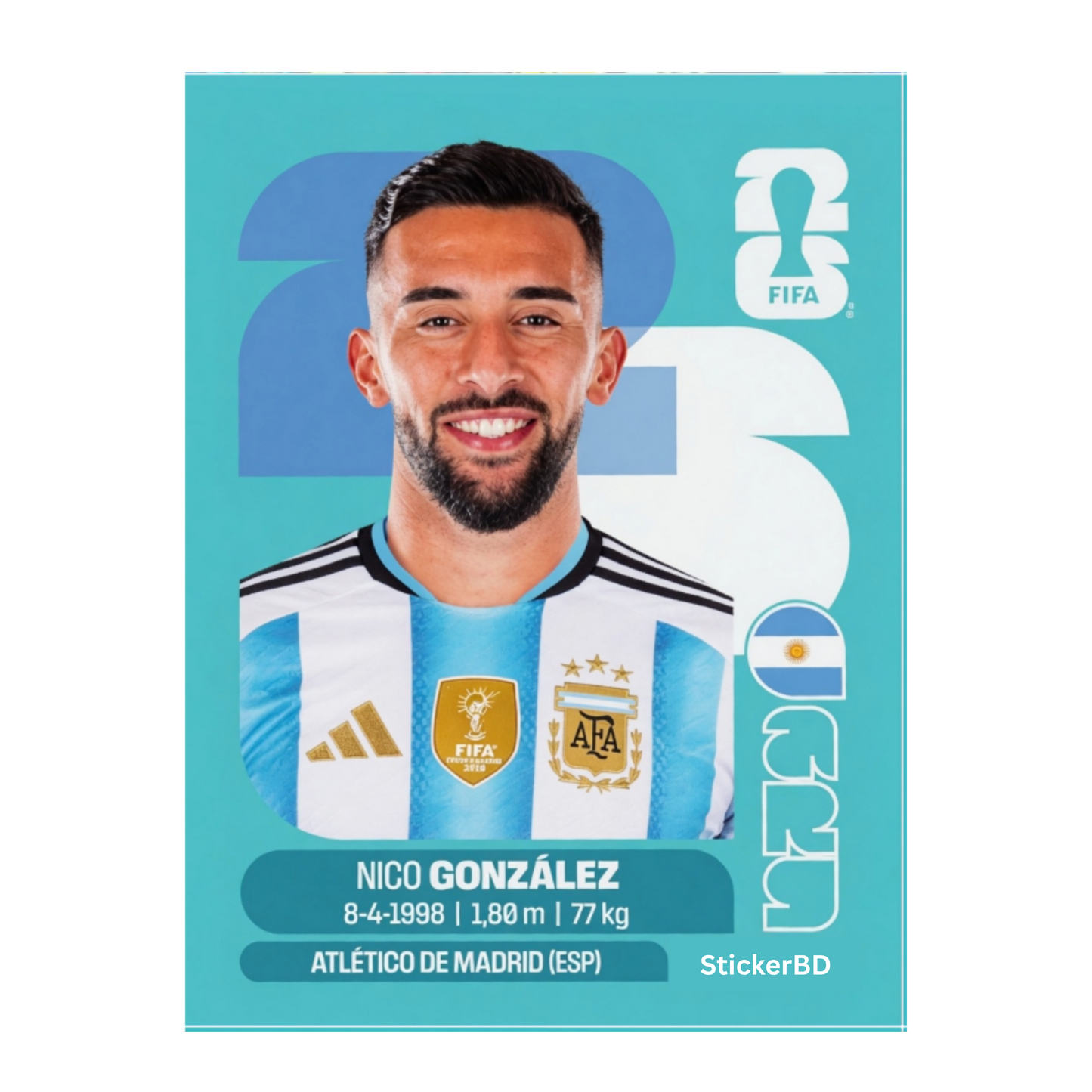Nico González | Argentina Player Card Sticker | StickerBD