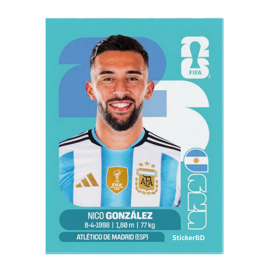 Nico González | Argentina Player Card Sticker | StickerBD
