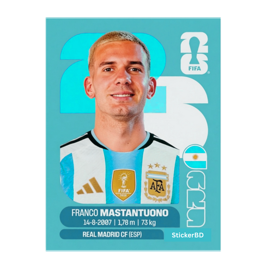 Franco Mastantuono | Argentina Player Card Sticker | StickerBD