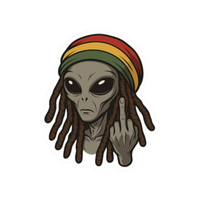 Rasta Alien Hemp Sticker | StickerBD