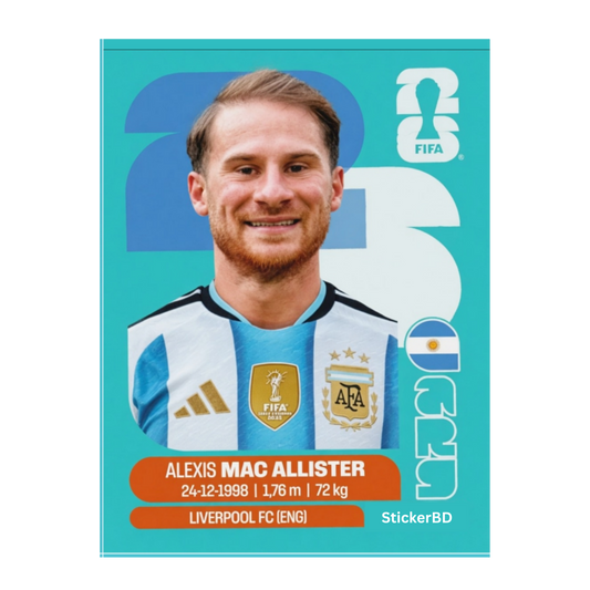 Alexis Mac Allister | Argentina Player Card Sticker | StickerBD