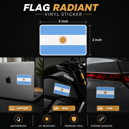 Argentina Flag Radiant Vinyl Sticker | Moto Sticker BD