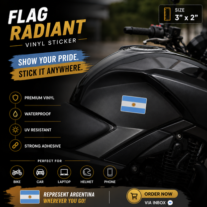 Argentina Flag Radiant Vinyl Sticker | Moto Sticker BD