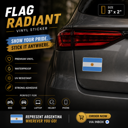 Argentina Flag Radiant Vinyl Sticker | Moto Sticker BD