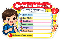 Medical Information Sticker for Kids