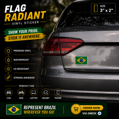 Brazil Flag Radiant Vinyl Sticker | Moto Sticker BD