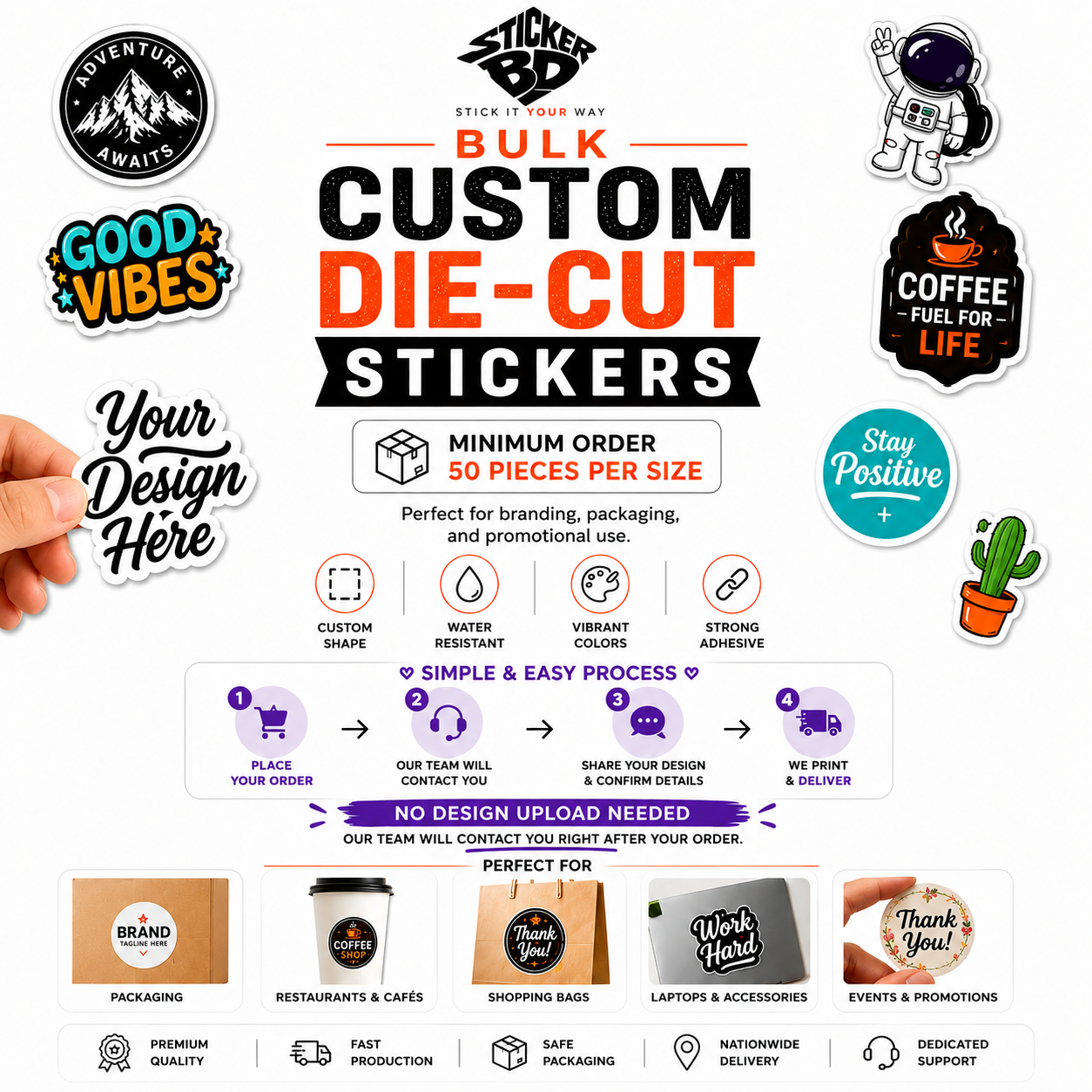 Bulk Custom Die-Cut Stickers in Bangladesh | StickerBD