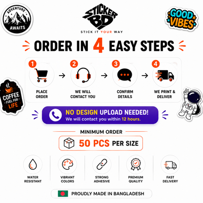 Bulk Custom Die-Cut Stickers in Bangladesh | StickerBD