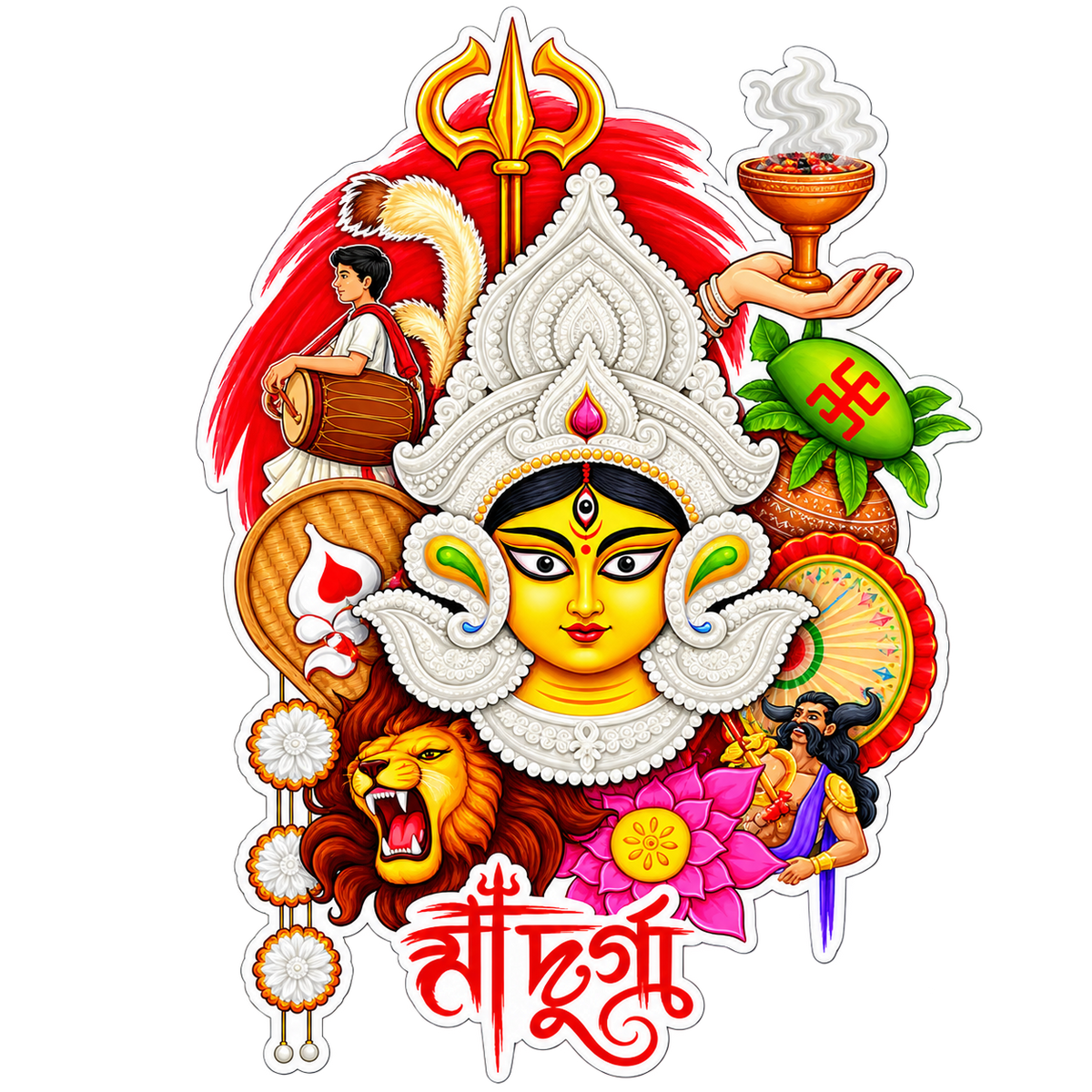 Durga Ma 9 | Om, Gods, Mantras & Spritual Symbols | StickerBD