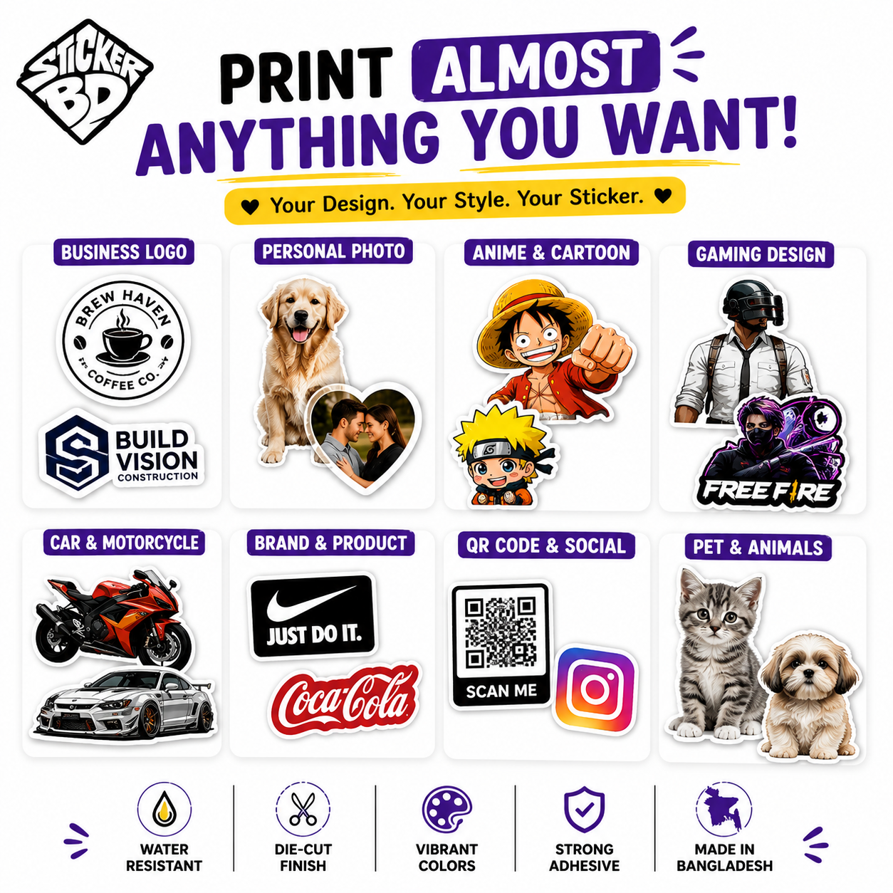 Custom Die Cut Stickers | Personalized Stickers Bangladesh | StickerBD