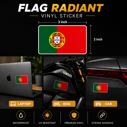 Portugal Flag Radiant Vinyl Sticker | Moto Sticker BD