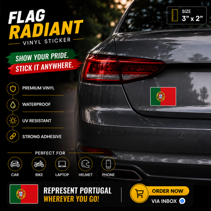 Portugal Flag Radiant Vinyl Sticker | Moto Sticker BD
