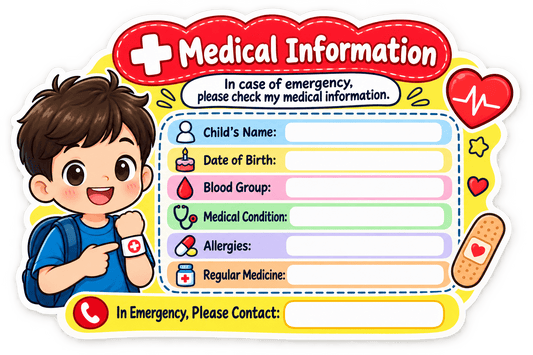 Medical Information Sticker for Kids - StickerBD