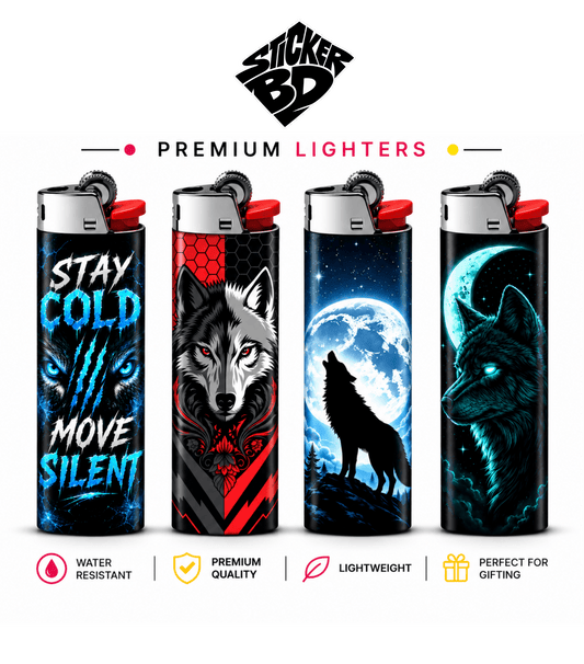 Wolf Lighter Pack – Bold Aesthetic Pocket Lighter | StickerBD - StickerBD